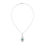 18K White Gold Necklace with Green Stone