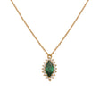 18K Gold Necklace with Green Stone Embellished Pendant