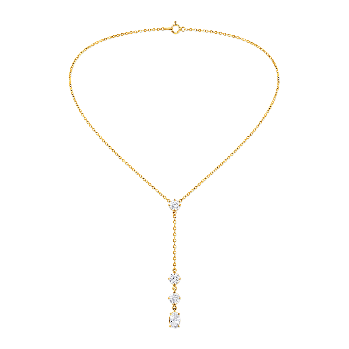 18K Gold Necklace with Circular Gemstones Design