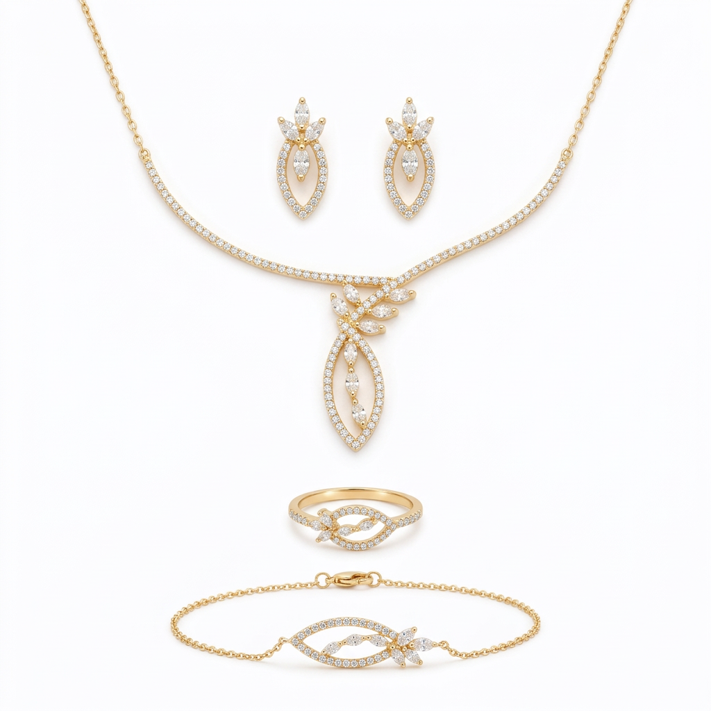 18K Gold Set with Floral Design