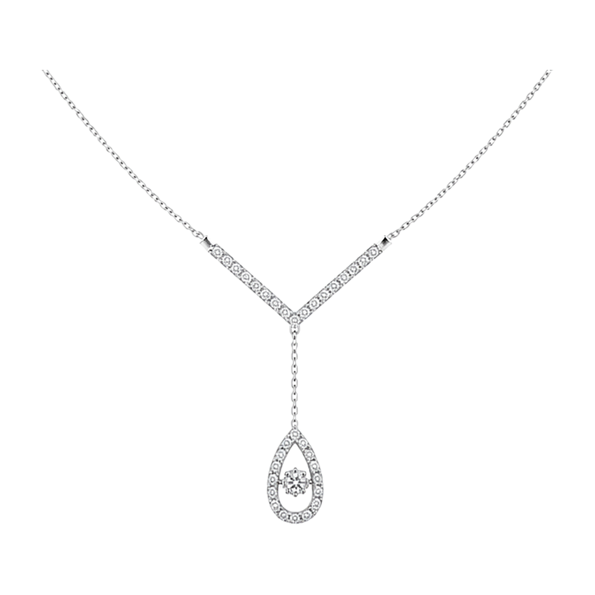 18K White Gold Necklace with Water Droplet Design