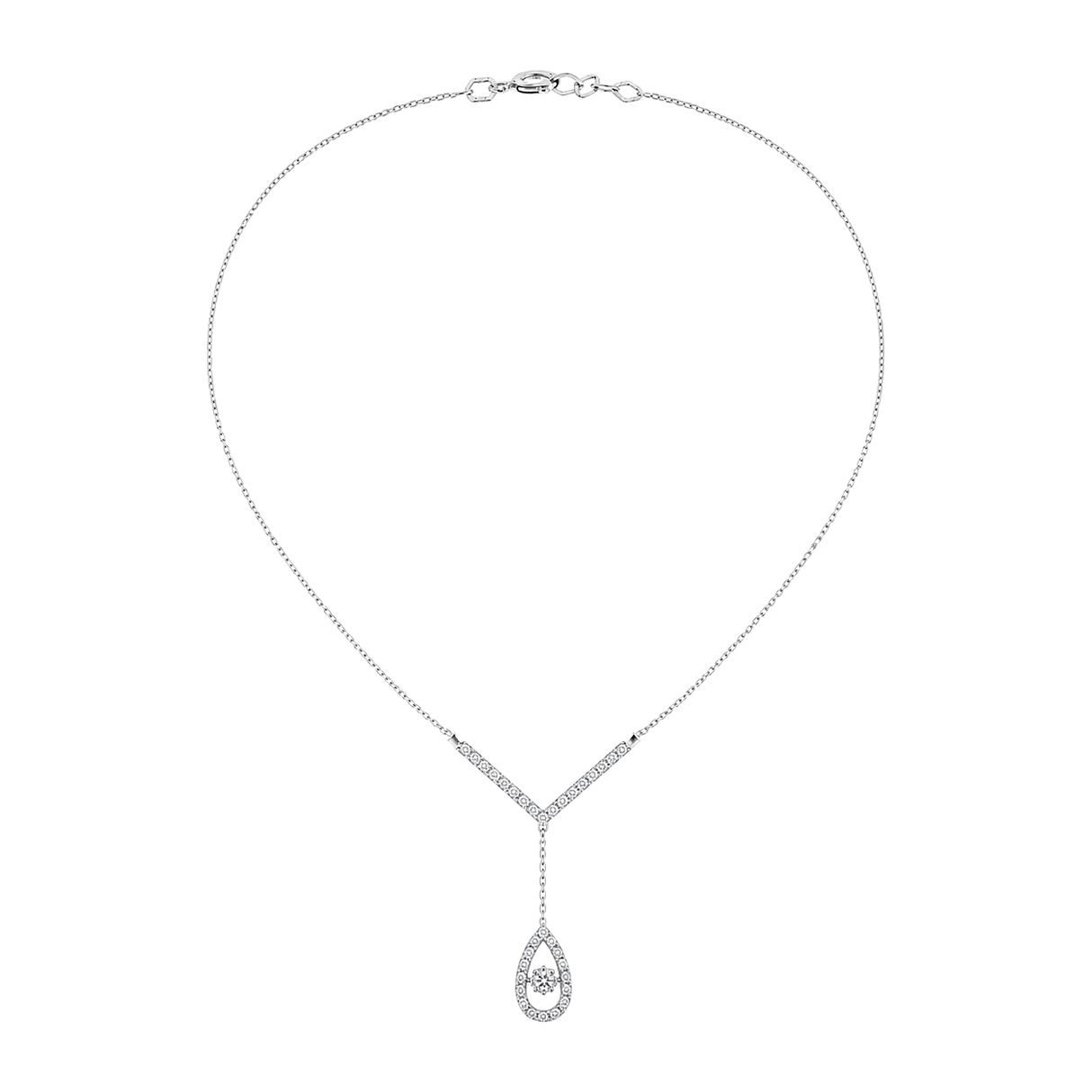 18K White Gold Necklace with Water Droplet Design
