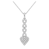 18K White Gold Necklace with Shining Heart-Shaped Gemstones Design