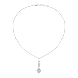 18K White Gold Necklace with Shining Heart-Shaped Gemstones Design