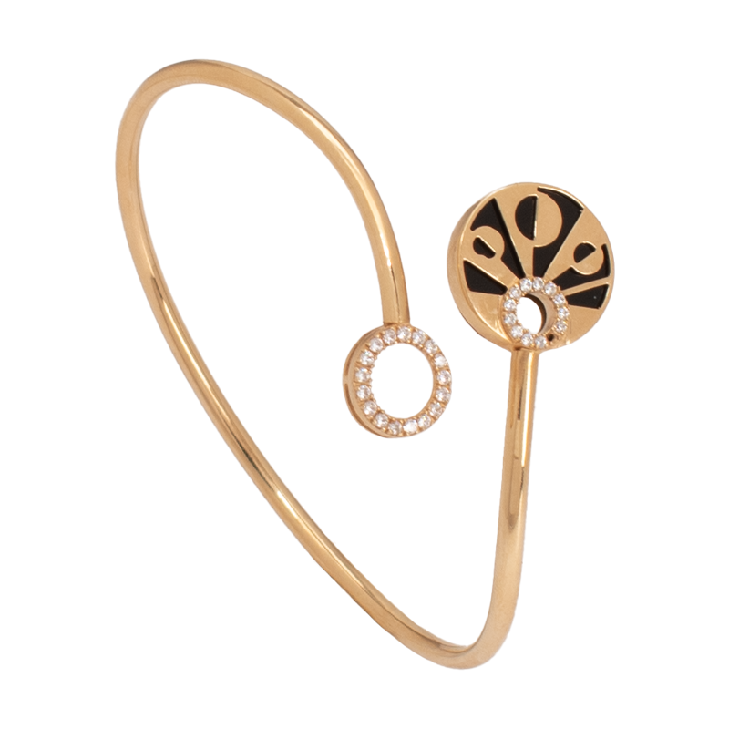 18K Gold Open Bracelet with Modern Artistic Design