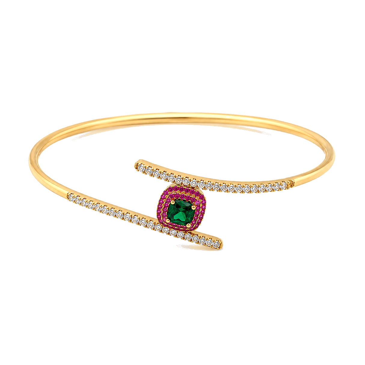 18K Gold Bracelet Colorful Cross Design