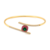 18K Gold Bracelet Colorful Cross Design