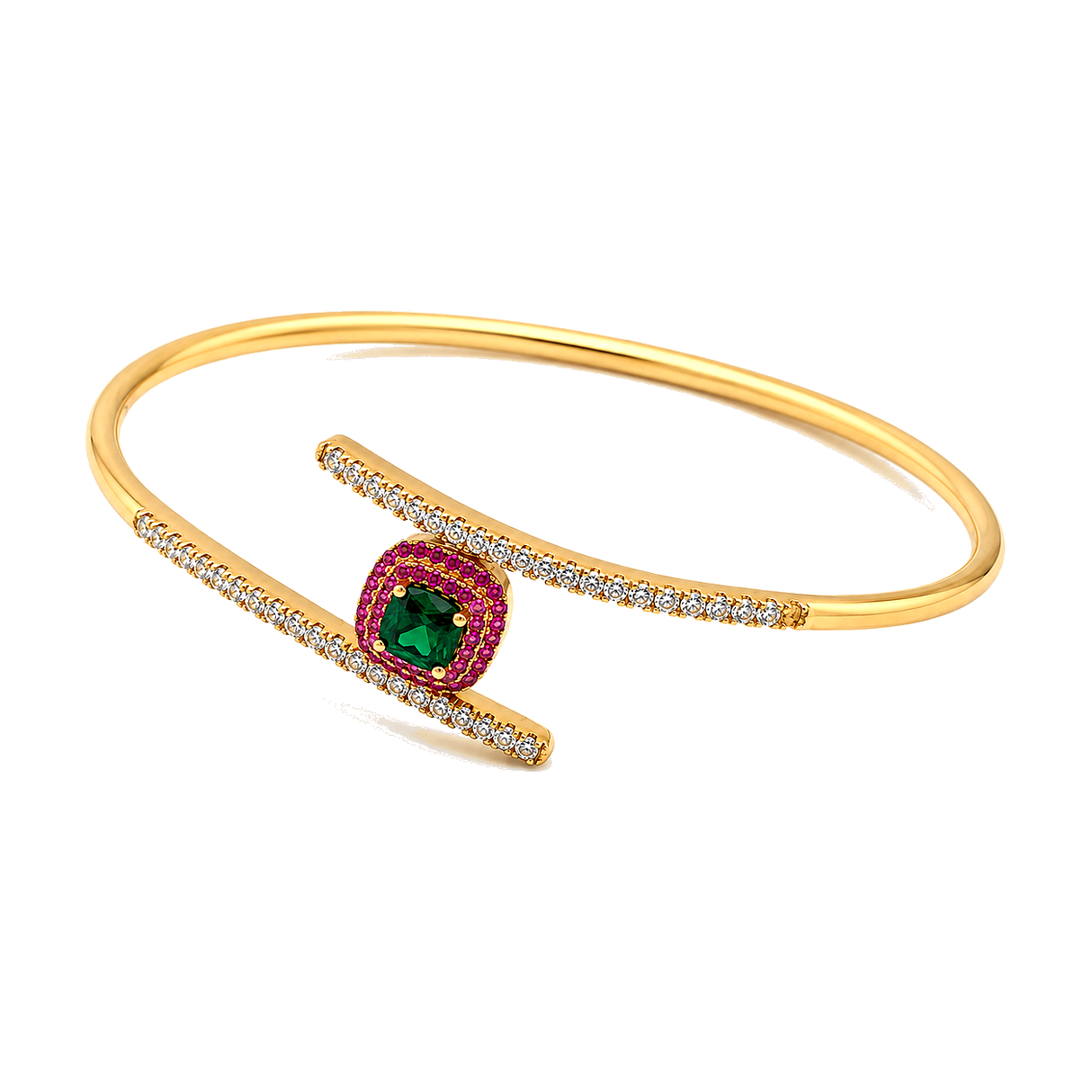 18K Gold Bracelet Colorful Cross Design