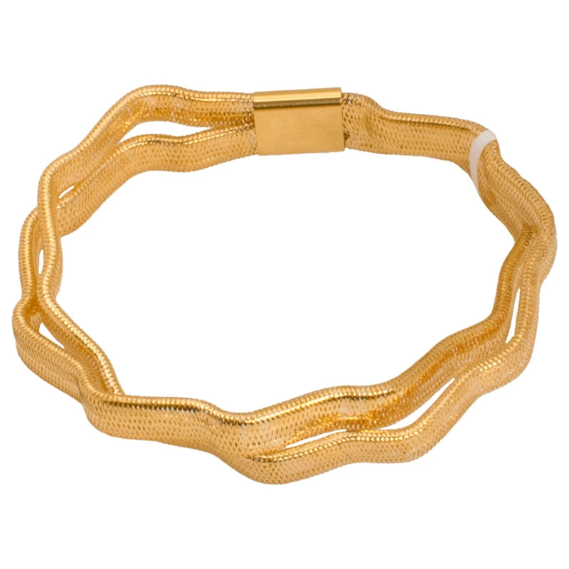 21K Gold Bracelet with Double Wavy Design