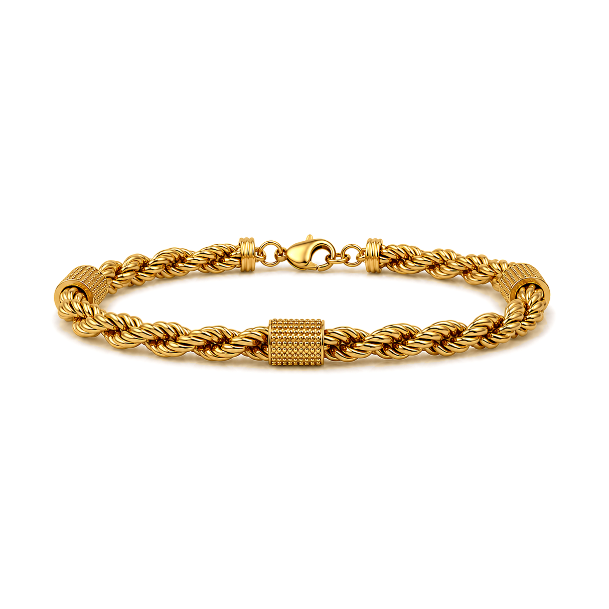 18K Chain Bracelet with Braided Secure Clasp Design