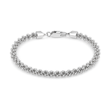18K White Chain Bracelet with Bead Design