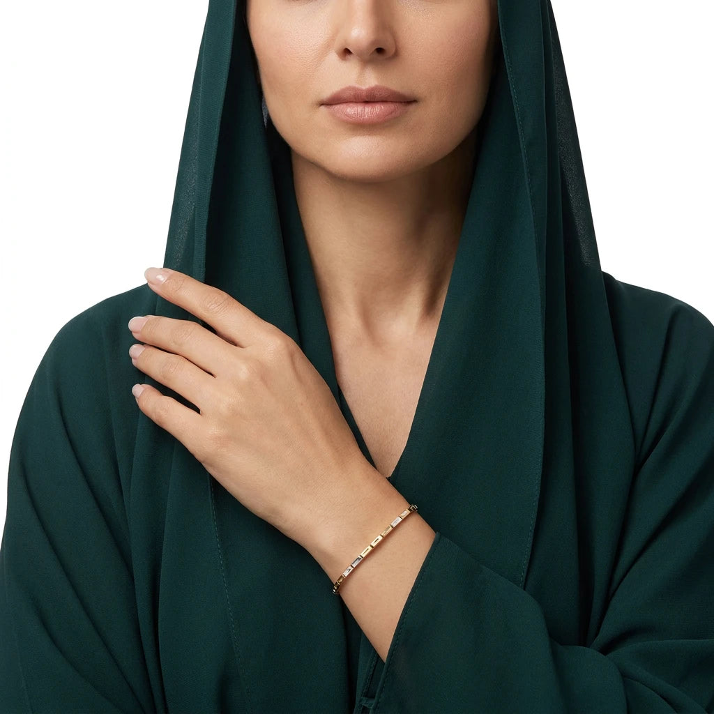 انسيال ذهب عيار 18 بتصميم مستطيلات لامعة