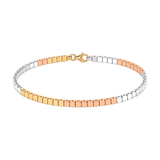 18K Gold Chain Bracelet Tri-Color Squares Design