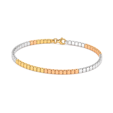 18K Gold Chain Bracelet Tri-Color Squares Design