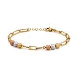 18K Gold Chain Bracelet Delicate Beads Design