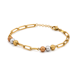 18K Gold Chain Bracelet Delicate Beads Design