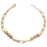 18K Gold Bracelet with Delicate Chain and Beads Design