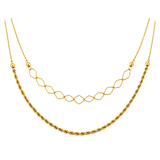 18K Gold Necklace with Double Layer Design