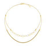 18K Gold Necklace with Double Layer Design