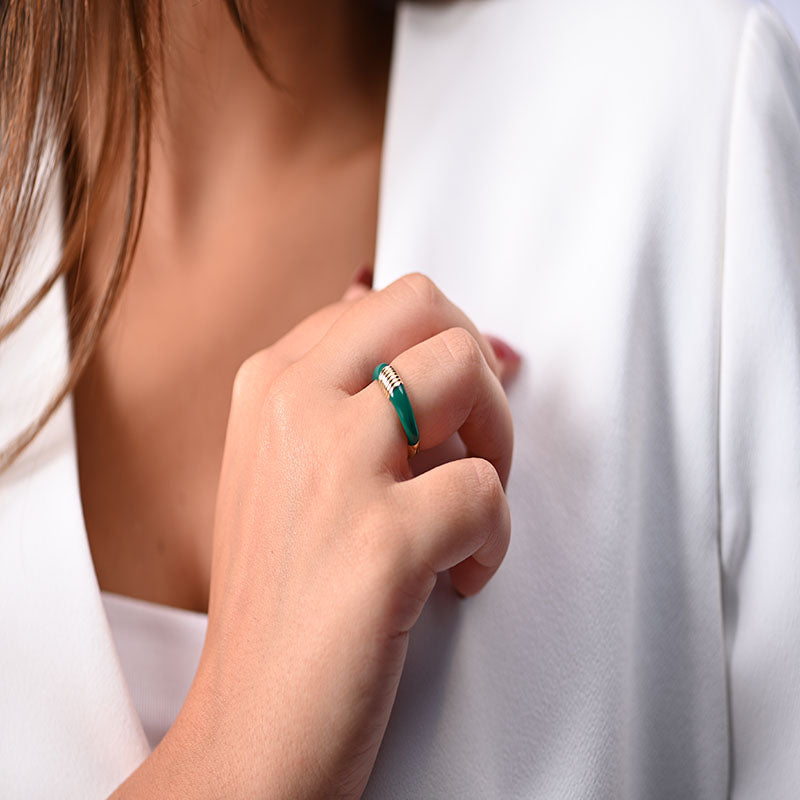 18K Gold Delicate Colorful Ring