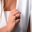18K Gold Ring Decorated with Green