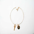 18K Gold Bracelet with Heart and Key with White Stone Between