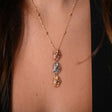 18K gold set with a three-colored rose design