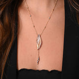 18K gold set, dangling leaf design