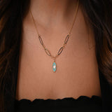 18K Gold Necklace with Colored Stone in Geometric Design