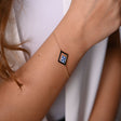 18K Gold Delicate Bracelet with Blue Square Geometric Design