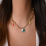 18K Gold Necklace with Colorful Fruit Charms