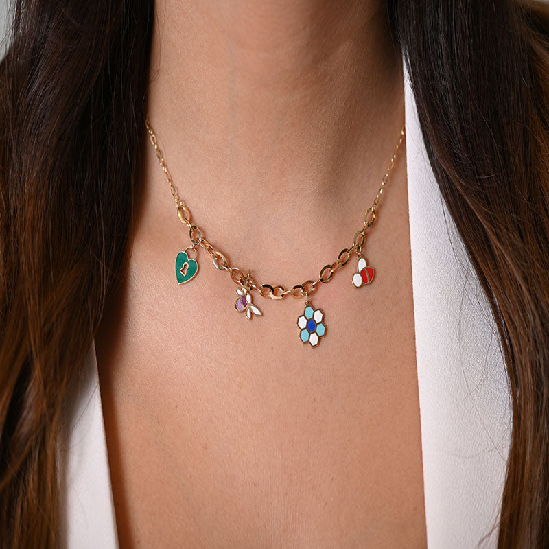 18K Gold Necklace Joy and Happiness