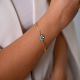 18K Chain Bracelet with Flower Design in Colorful