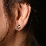 18K Gold Earrings with Hearts Flower Design