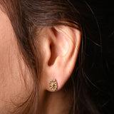 18K Gold Earrings with Ornate Rose Design