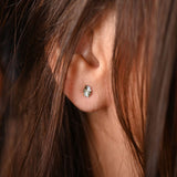 18K Gold Earrings with Small Flower Design