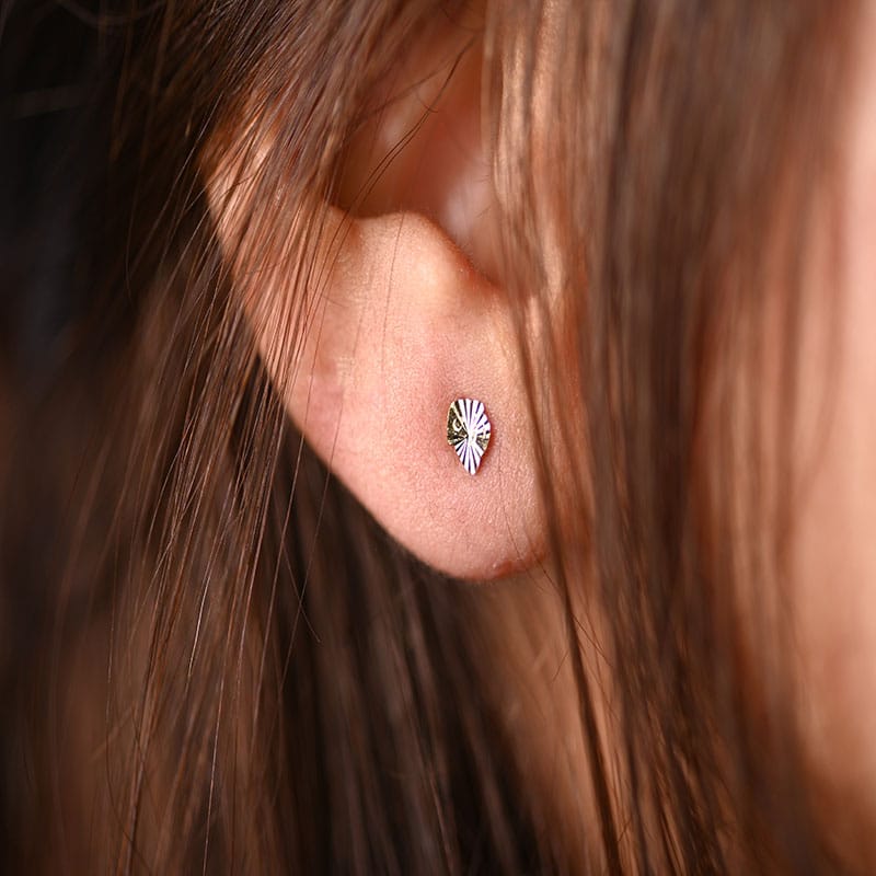 18K Gold Small Ornate Earrings