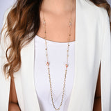 18K Gold Shawl with Long Delicate Design and Red White Stones
