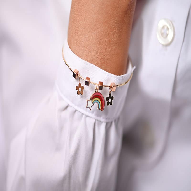 18K Gold Kids Bracelet with Rainbow Design