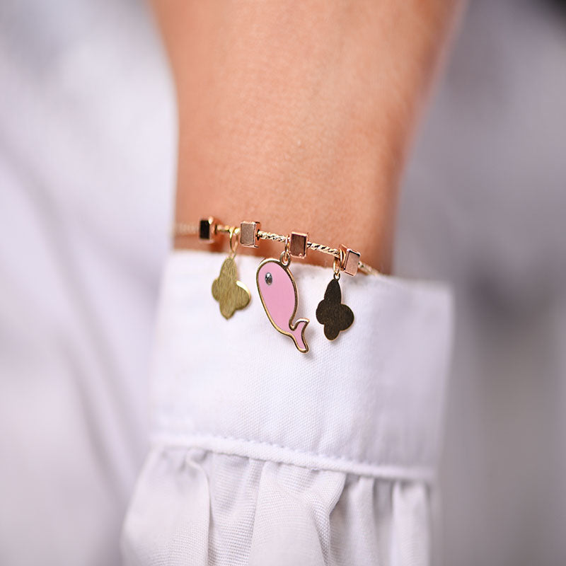 18K Gold Kids Bracelet with Happy Dolphin