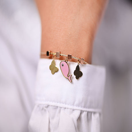 18K Gold Kids Bracelet with Happy Dolphin