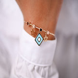18K Gold Kids Bracelet with Turquoise Geometric Shapes