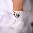 18K Gold Kids bracelet with Paved Square Design in Turquoise