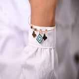 18K Gold Kids bracelet with Paved Square Design in Turquoise