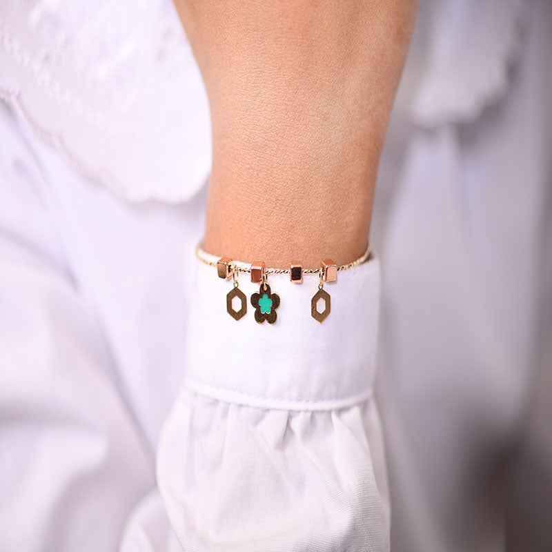 18K Gold Kids Bracelet with Colorful Flower