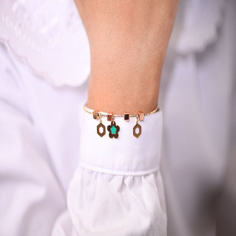 18K Gold Kids Bracelet with Colorful Flower