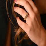 18K Gold Ring with Embellished Hoops