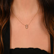 18K Gold Necklace with Pink Oval Pendant