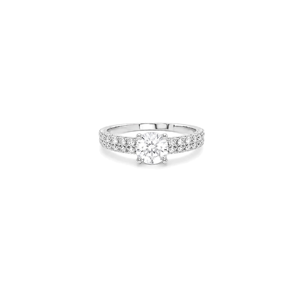 18K White Gold Ring with Shiny Center Stone Design