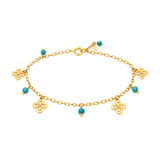 18K Gold Anklet With Dangling Flower Design